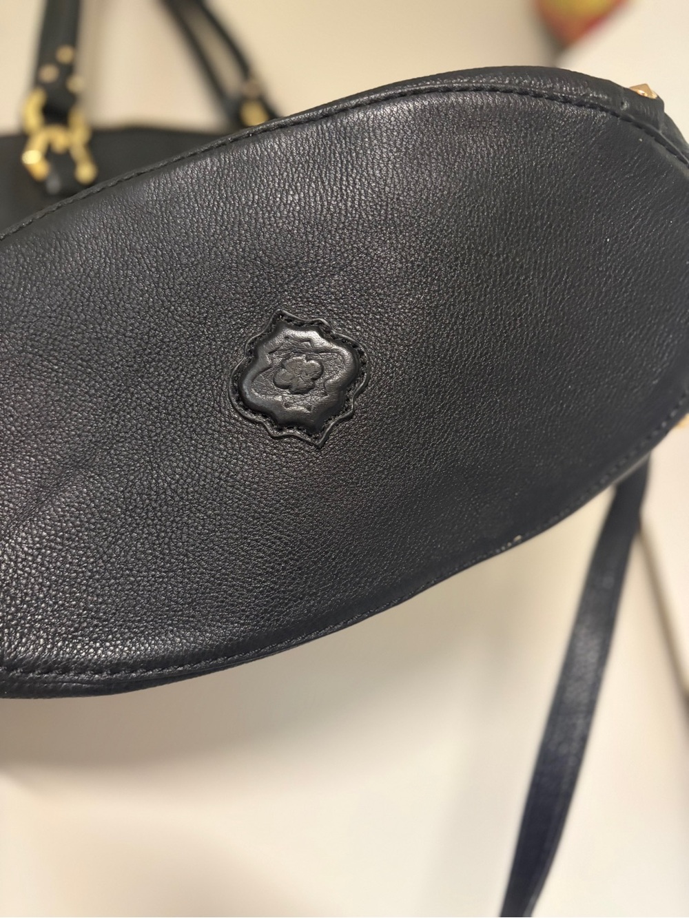 orYANY Black Pebbled Leather Shoulder Bag, Gold accents crossbody handbag - Picture 4 of 10